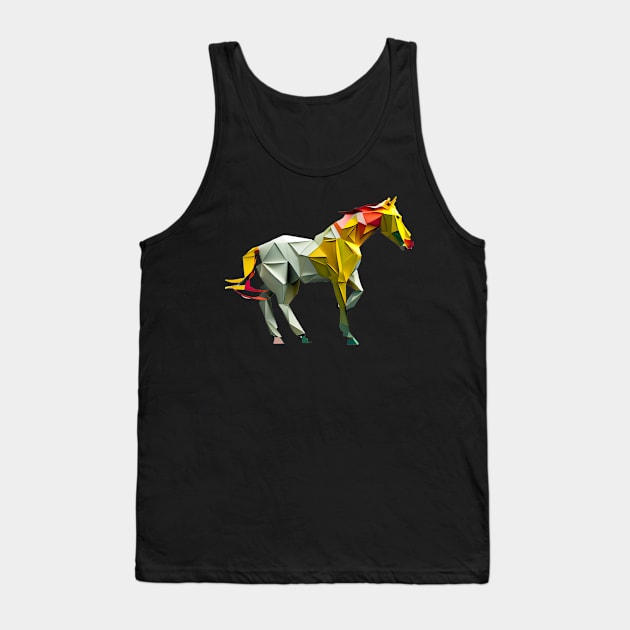 Colorful Origami Horse Sculpture Tank Top by About Passion